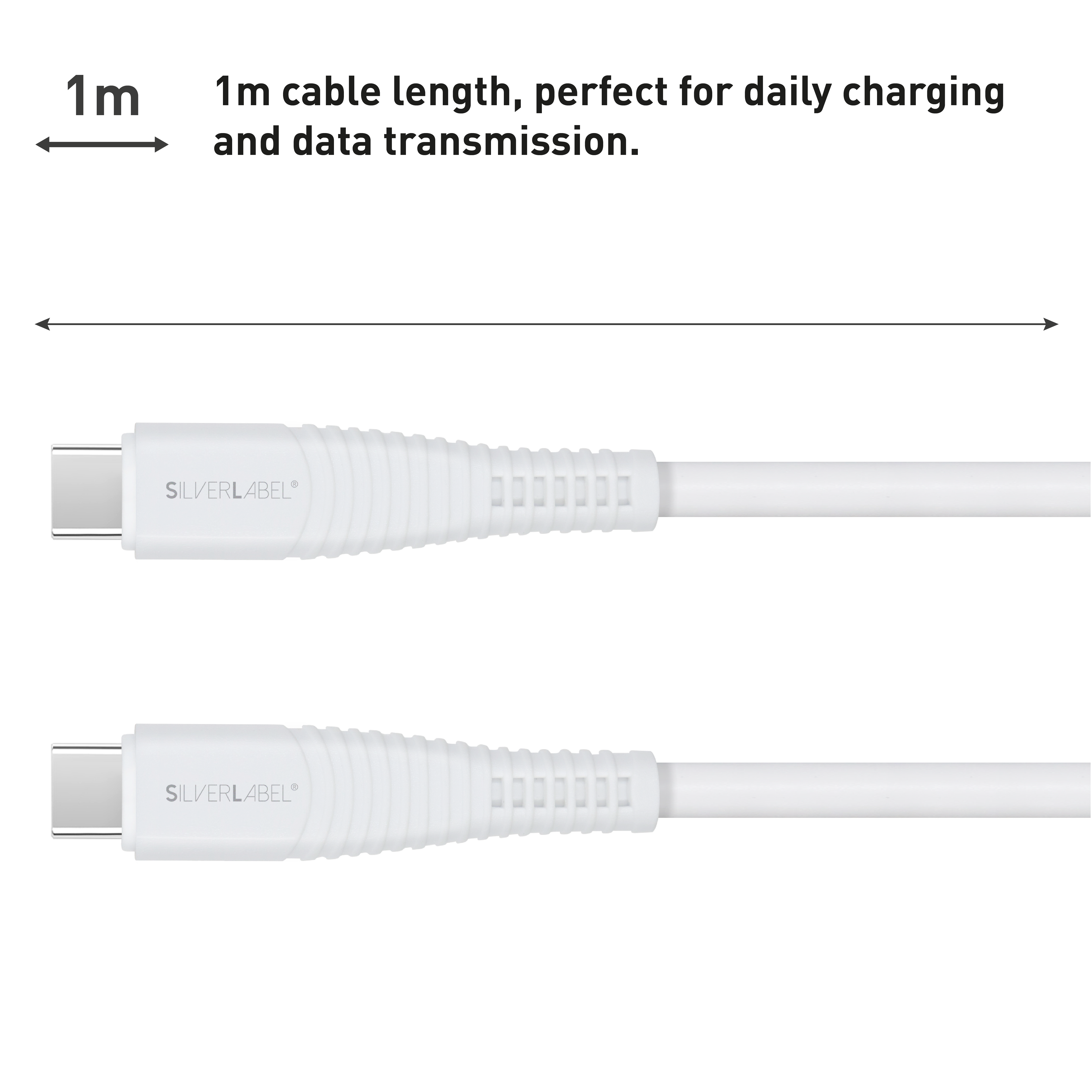 SilverLabel 1m USB-C to USB-C Cable White