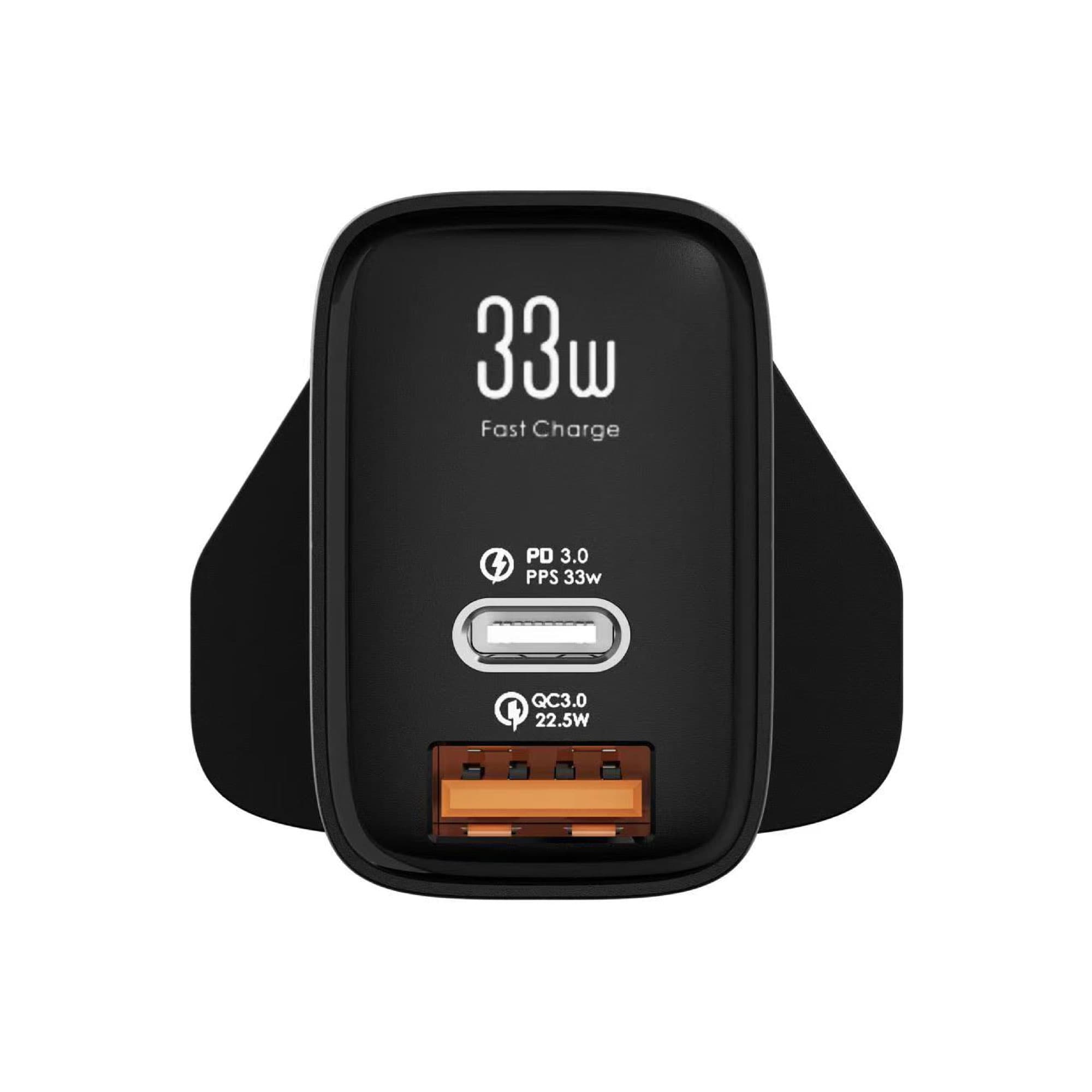 SilverLabel 33W USB-A & PD Mains Charger Black - 0